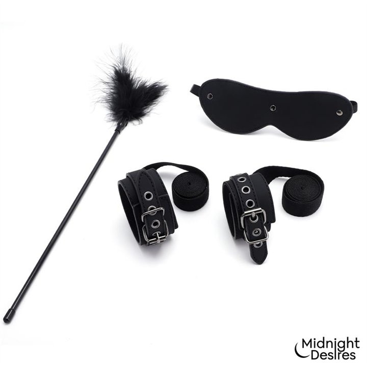 Bondage Set with Blindfold, Feather Tickle and Cuffs - MD-067 - Teknashop Ltd