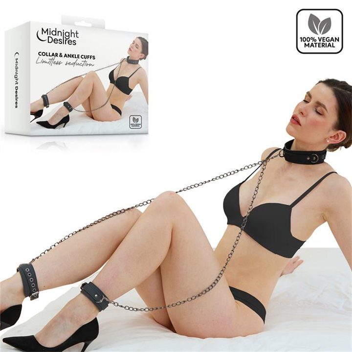 Collar and Ankle Cuffs with Chain - MD-060 - Teknashop Ltd
