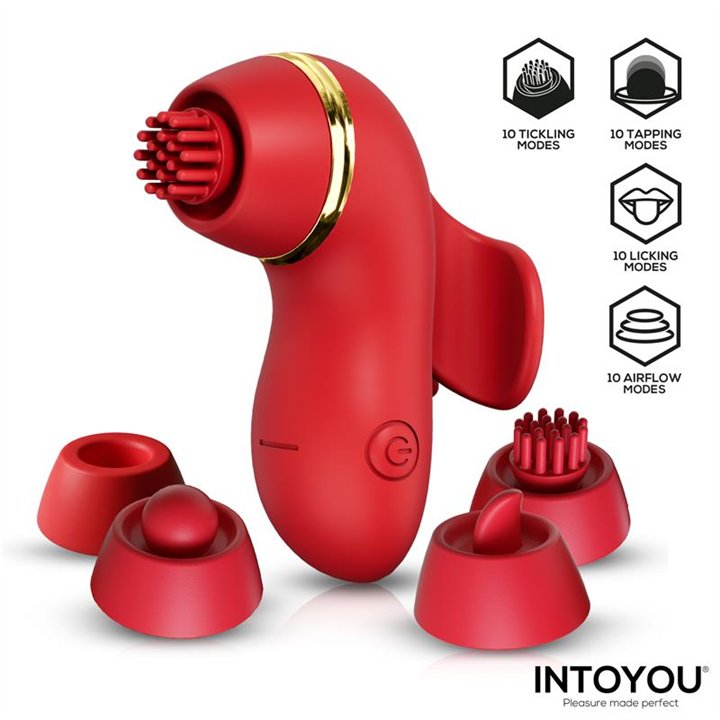 Beeny Stimulator with 4 Caps, Suction, Tapping, Tickling and Licking - U-079 - Teknashop Ltd