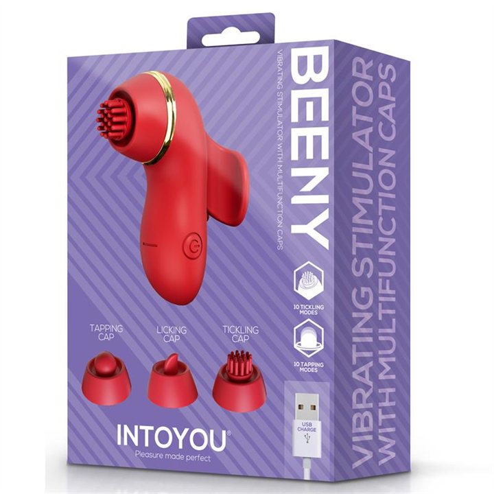 Beeny Stimulator with 4 Caps, Suction, Tapping, Tickling and Licking - U-079 - Teknashop Ltd