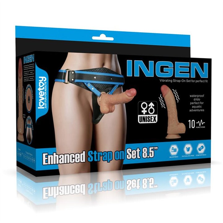 Strap On with Vibrating Dildo 8.5 - LO-LV715402A - Teknashop Ltd