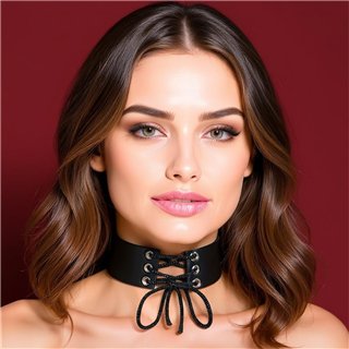 Collar with Lace Vegan Leather One Size - CR-914 - Teknashop Ltd