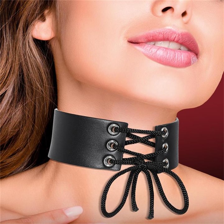 Collar with Lace Vegan Leather One Size - CR-914 - Teknashop Ltd