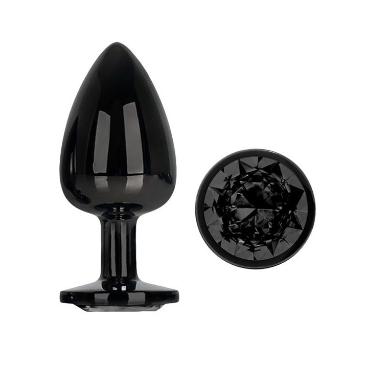 Blackgem Metalic Butt Plug with Black Jewel Size L - AD-352 - Teknashop Ltd