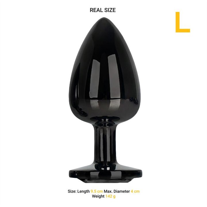 Blackgem Metalic Butt Plug with Black Jewel Size L - AD-352 - Teknashop Ltd