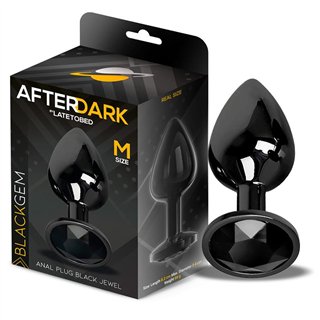 Blackgem Metalic Butt Plug with Jewel Black Size M - AD-350 - Teknashop Ltd