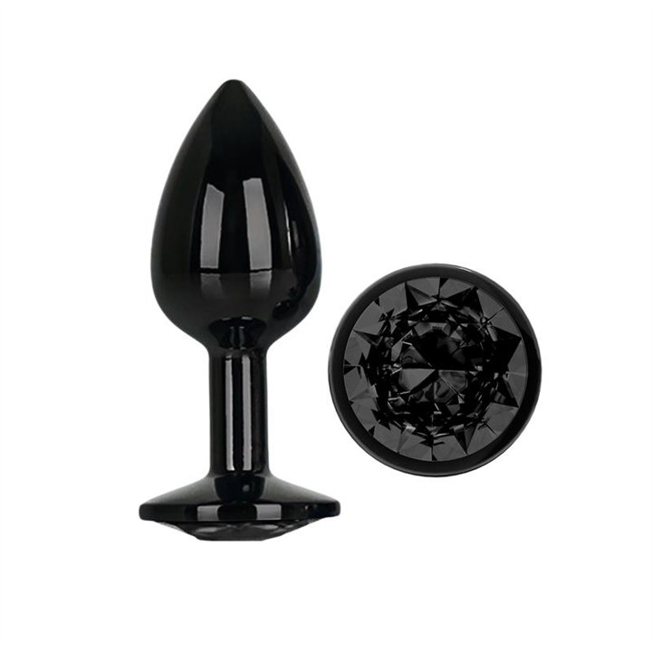 Blackgem Metalic Butt Plug with Black Jewel Size S - AD-346 - Teknashop Ltd