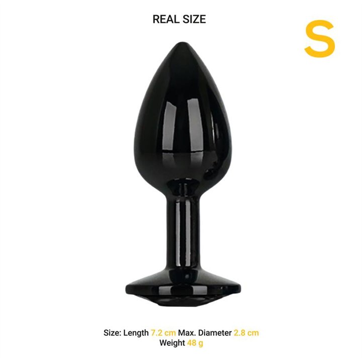 Blackgem Metalic Butt Plug with Black Jewel Size S - AD-346 - Teknashop Ltd