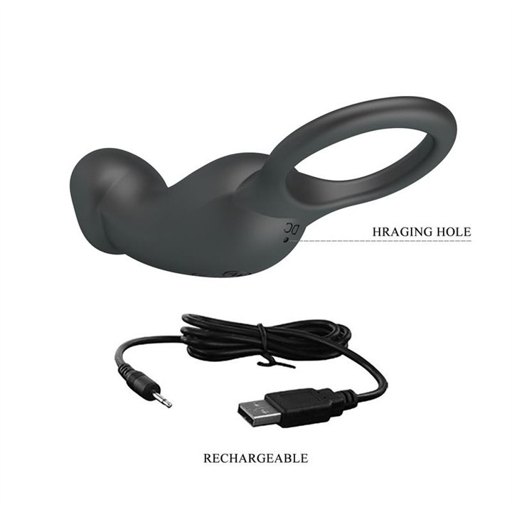 Trae Vibrating Cock Ring USB  Black - BI-210325 - Teknashop Ltd