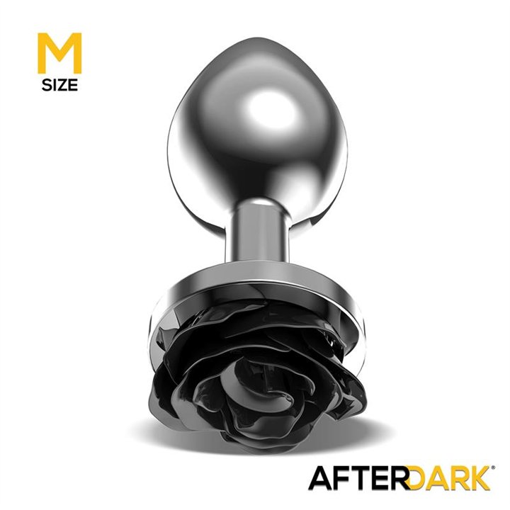 Metal Anal Plug with Black Rose Base Size M - AD-561 - Teknashop Ltd