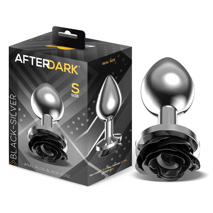 Metal Anal Plug with Black Rose Base Size S - AD-560 - Teknashop Ltd