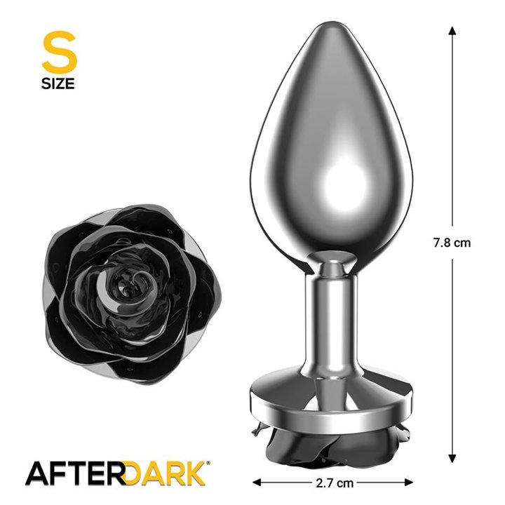 Metal Anal Plug with Black Rose Base Size S - AD-560 - Teknashop Ltd