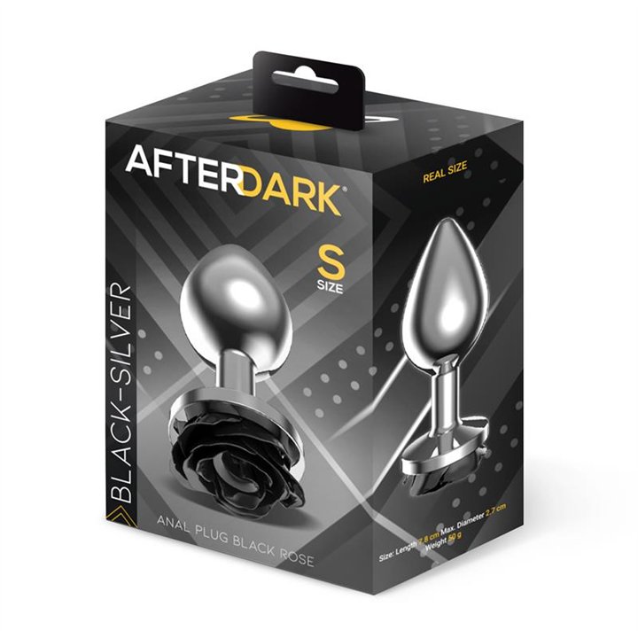 Metal Anal Plug with Black Rose Base Size S - AD-560 - Teknashop Ltd