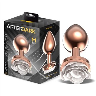 Rosegold Metal Anal Plug with White Rose Base - Size M - AD-569 - Teknashop Ltd