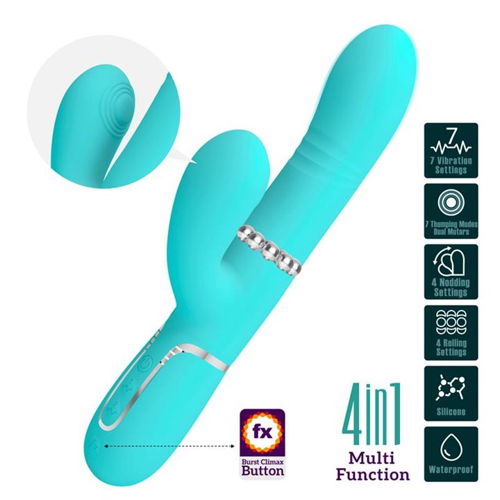 Mariana Vibrator 4 in 1 Silicone Turquoise - BW-500034-1 - Teknashop Ltd