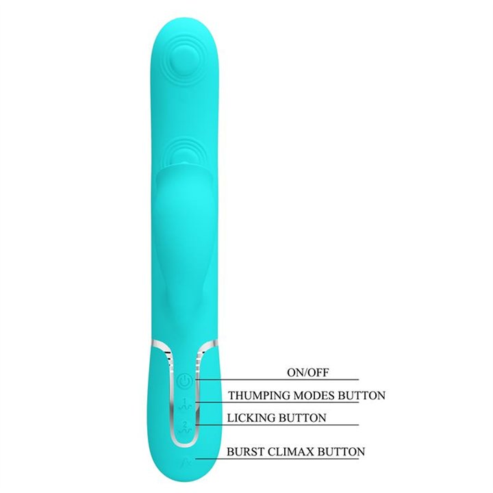 Gigi Vibrator Licking and Thumping Turquoise - BW-500035-1 - Teknashop Ltd
