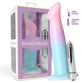 Dildo Dildo with Vibration and Suction Cup Gradient Colour 17 cm - ER00221 - Teknashop Ltd