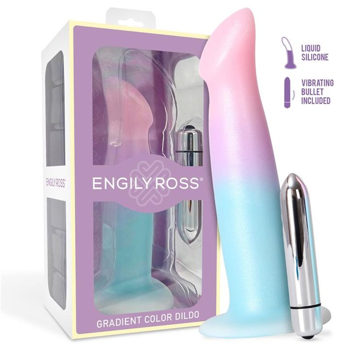 Dildo Dildo with Vibration and Suction Cup Gradient Colour 17 cm - ER00221 - Teknashop Ltd