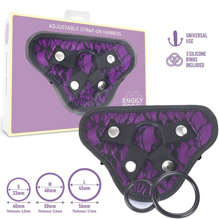 Miley Universal Adjustable Harness with 3 Silicone Rings Purple - ER00230 - Teknashop Ltd