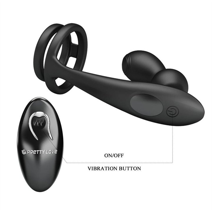 Marshall Anal Plug with Vibration and Cock and Ball Ring - BI-040132W - Teknashop Ltd