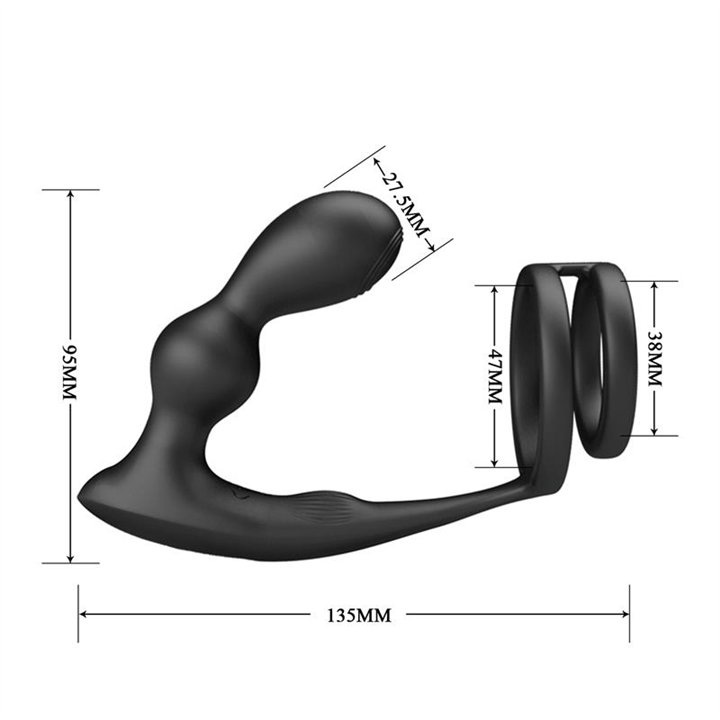 Marshall Anal Plug with Vibration and Cock and Ball Ring - BI-040132W - Teknashop Ltd