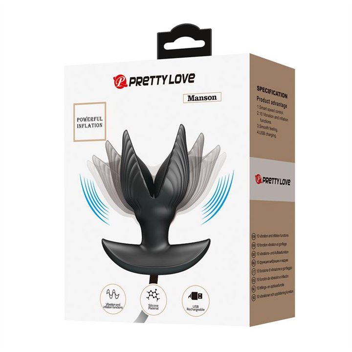 Manson Inflatable Butt Plug with Vibration - BI-040160Q - Teknashop Ltd