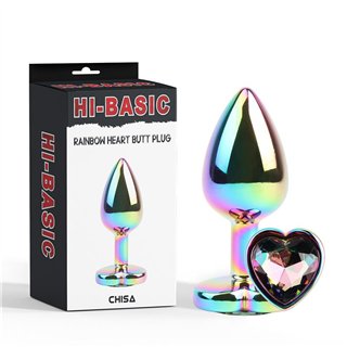 Rainbow Effect Metal Butt Plug with Heart Jewel 2,7 - CN-191430160 - Teknashop Ltd