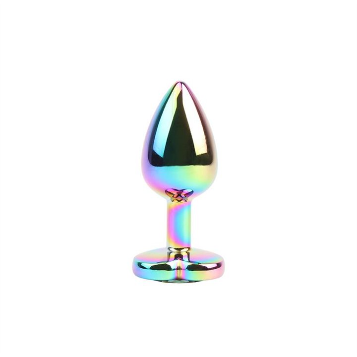 Rainbow Effect Metal Butt Plug with Heart Jewel 2,7 - CN-191430160 - Teknashop Ltd