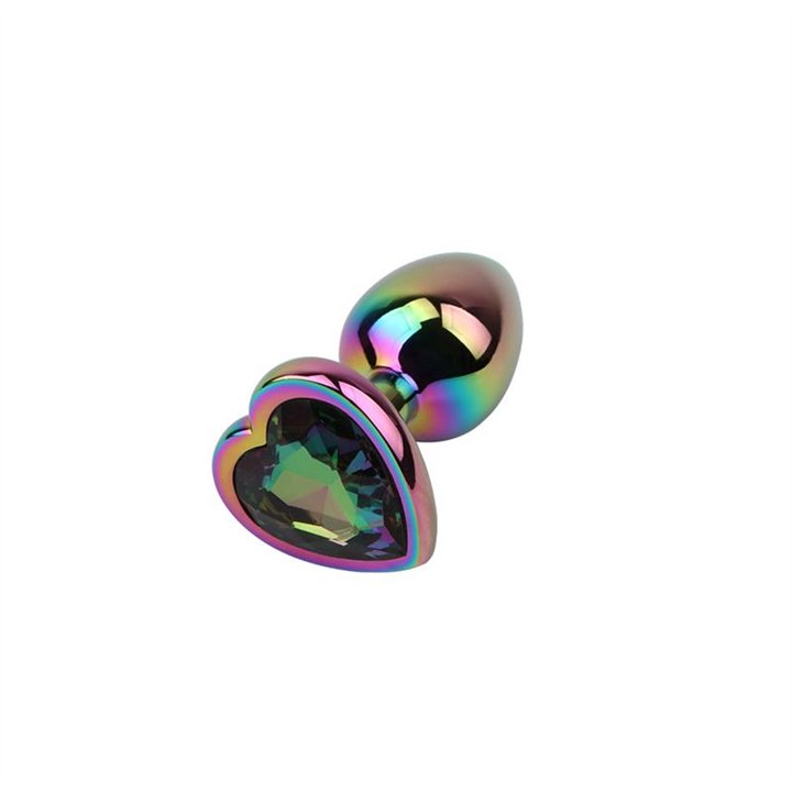 Rainbow Effect Metal Butt Plug with Heart Jewel 2,7 - CN-191430160 - Teknashop Ltd