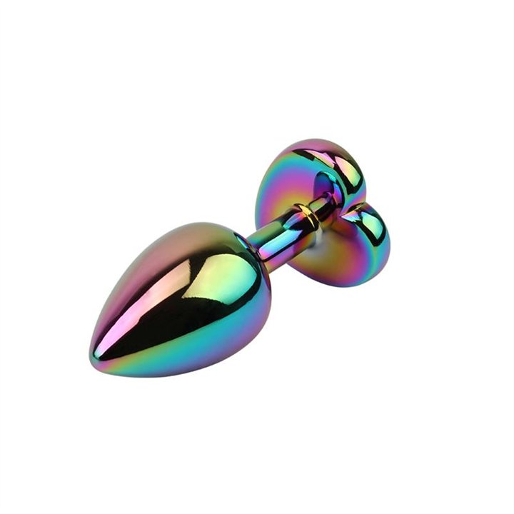 Rainbow Effect Metal Butt Plug with Heart Jewel 2,7 - CN-191430160 - Teknashop Ltd