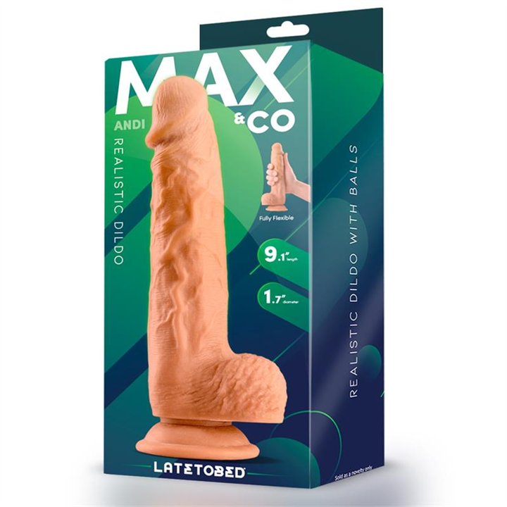 Andi Realistic Dildo with Testicles 9.1 Flesh - MX-706 - Teknashop Ltd