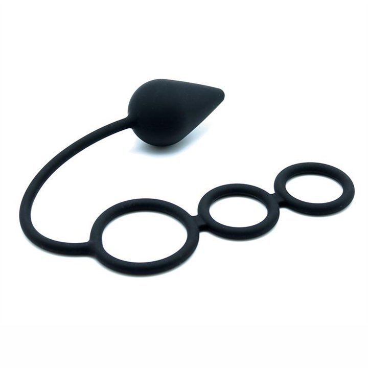 Anal Plug with Penis Rings Silicone - R9133.4 - Teknashop Ltd