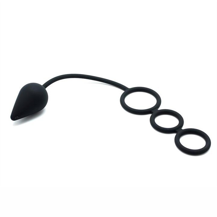 Anal Plug with Penis Rings Silicone - R9133.5 - Teknashop Ltd