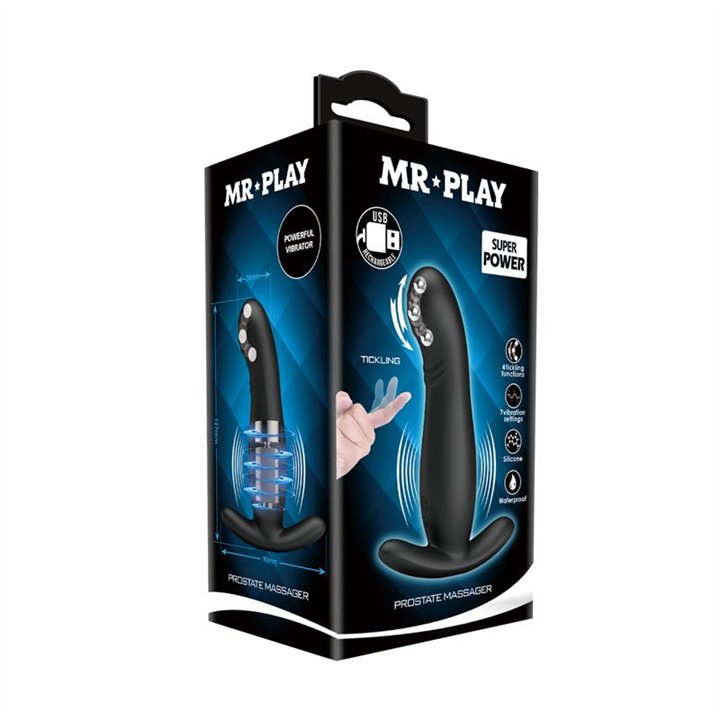 Prostate Massager with Ticling Beads and Vibration - BI-040053-MR - Teknashop Ltd