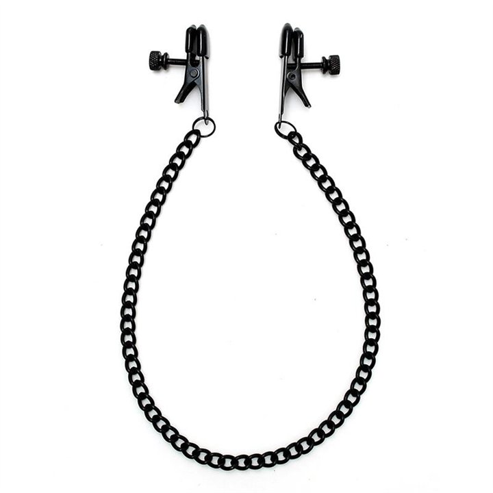 Adjustable nipple clamps with black chain - R8169 - Teknashop Ltd