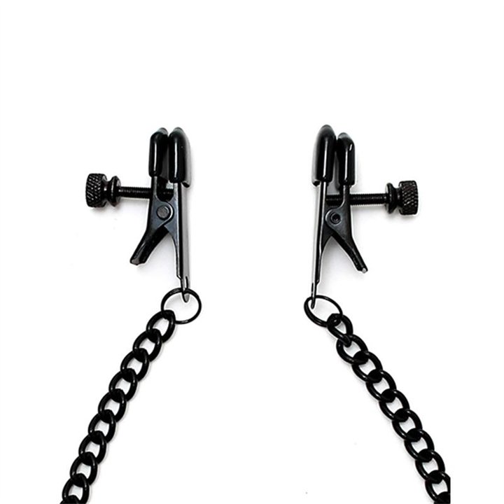 Adjustable nipple clamps with black chain - R8169 - Teknashop Ltd