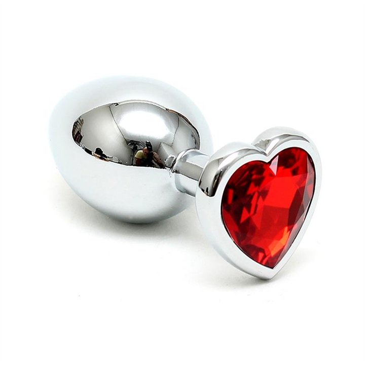 Butt Plug Plated Steel Crystal Heart Red - R8095 - Teknashop Ltd