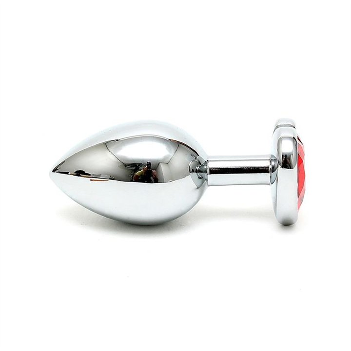Butt Plug Plated Steel Crystal Heart Red - R8095 - Teknashop Ltd