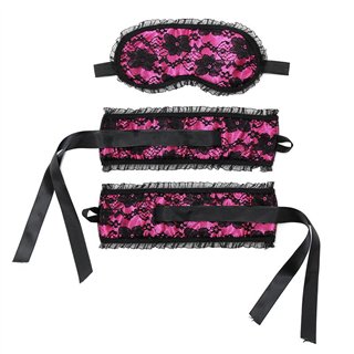 Bondage Satin Look Handcuffs with Mask Pink - R7041 - Teknashop Ltd
