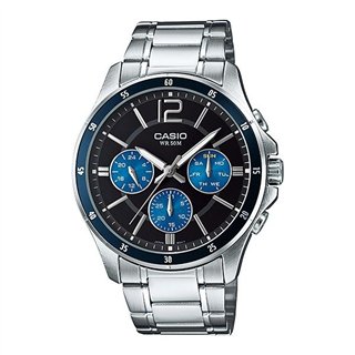 CASIO COLLECTION Mod. MULTIFUNCTION CALENDAR - BLACK & BLUE - WW.MTP-1374D-2AVDF - Teknashop Ltd