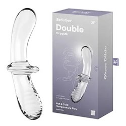 SATISFYER DOUBLE CRYSTAL DILDO HOT & COLD TEMPERATURE PLAY TRANSPARENTE 1UN;MUJER