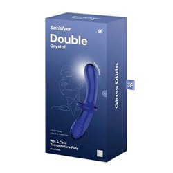 SATISFYER DOUBLE CRYSTAL DILDO HOT & COLD TEMPERATURE PLAY LIGHT BLUE 1UN;MUJER