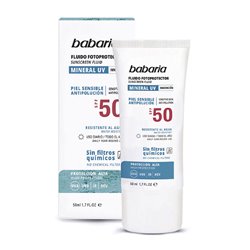 BABARIA MINERAL UV FLUIDO PIEL SENSIBLE SPF50 ANTI-POLUCION RESISTENTE AL AGUA 50ML;UNISEX