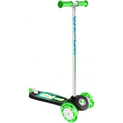 Blinkender 3-Rad Kinderroller Fußbremse Grün/Schwarz