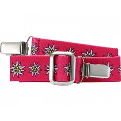 belt elastic with clip pink flowers junior size 2