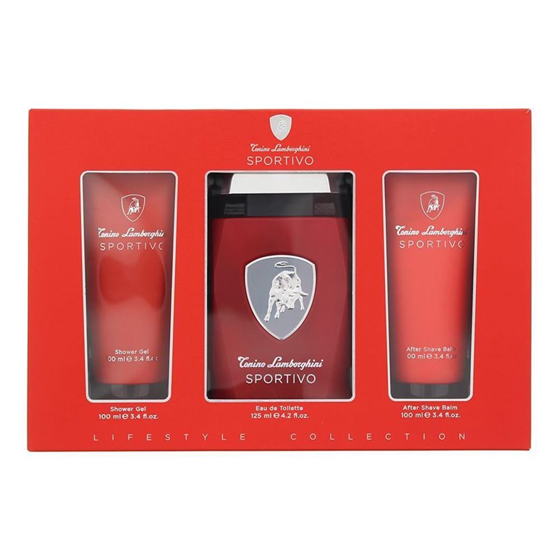 TONINO LAMBORGHINI SPORTIVO EAU DE TOILETTE 125ML VAPORIZADOR + GEL DE BAÑO 100ML + BALSAMO AFTER SHAVE 100ML;HOMBRE