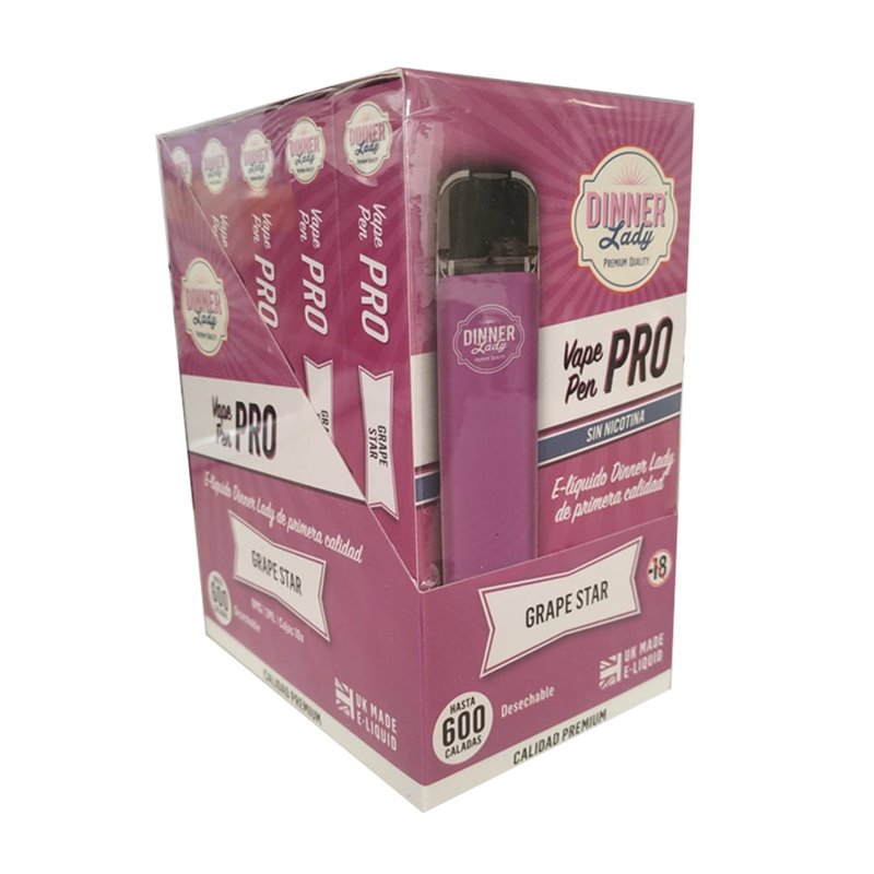 DINNER LADY PRO VAPEADOR GRAPE STAR SIN NICOTINA PACK 10UN;UNISEX