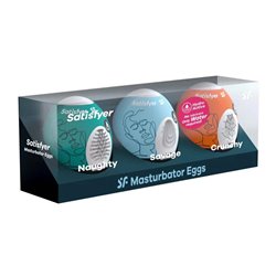 SATISFYER PACK SURTIDO HUEVOS MASTURBADORES 3UN + CRUNCHY 1UN + NAUGHTY 1UN + SAVAGE 1U;UNISEX