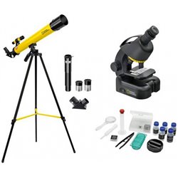 telescope and microscope set aluminium black/yellow