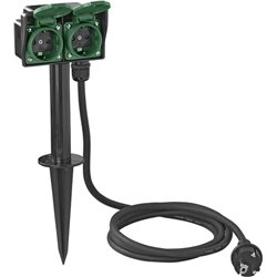 garden socket Schuko 2-gang 2 meters 3x2,5mm² black